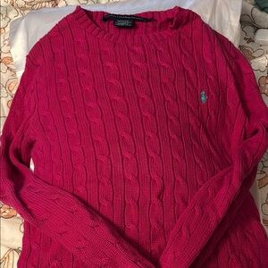 Ralph Lauren Women's Pink Cable Knit Sweater